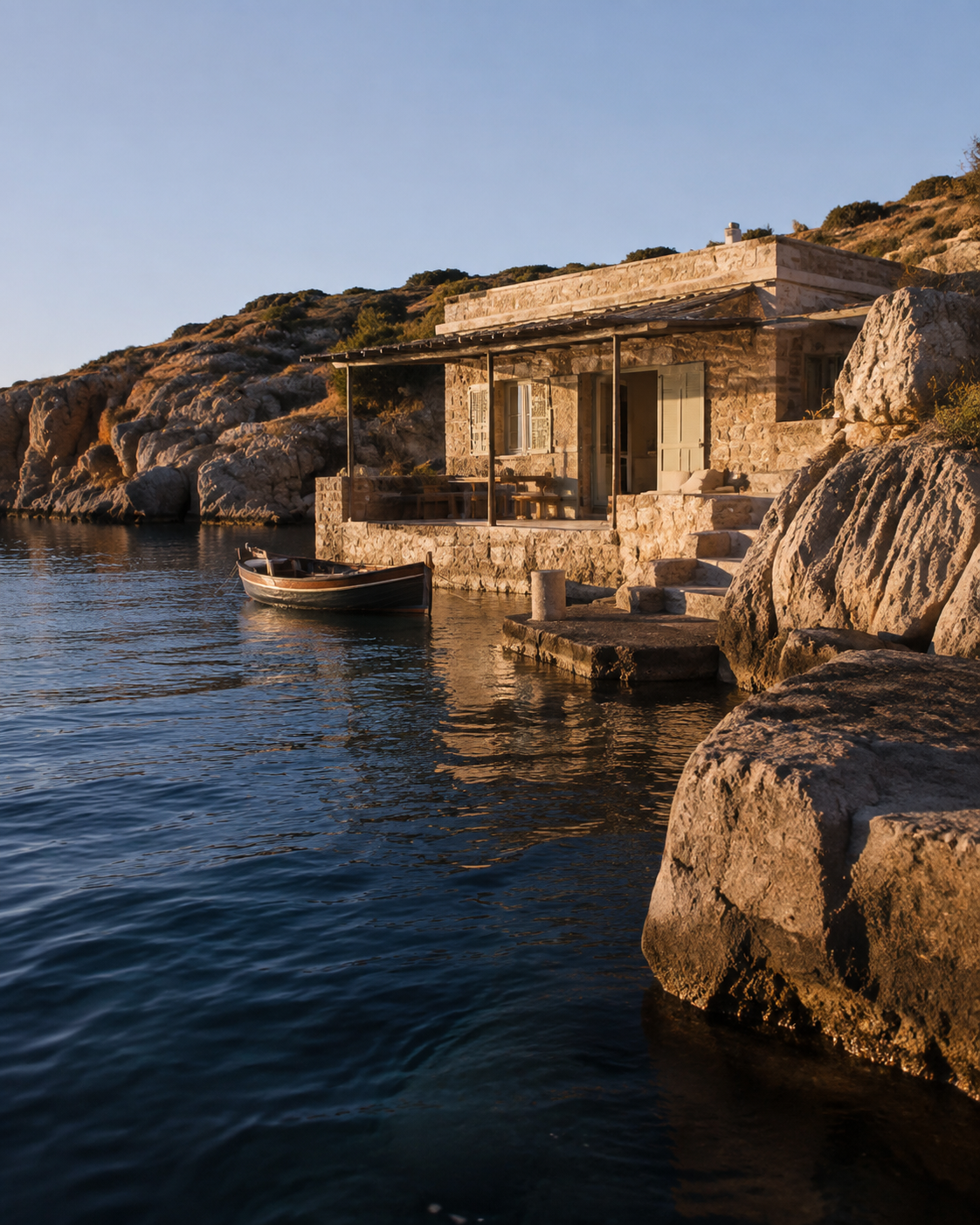 Small sea-level residence by a private cove